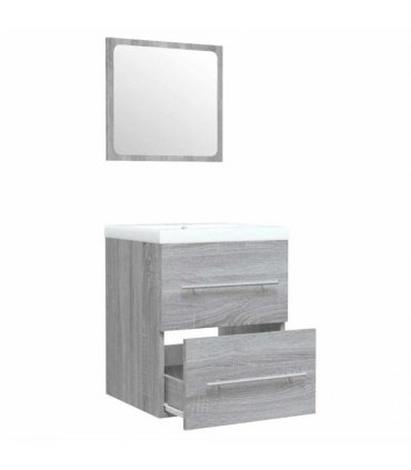 vidaXL Sink Cabinet with Built-in Basin Grey Sonoma Engineered Wood