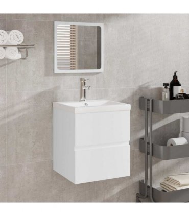 vidaXL Bathroom Sink Cabinet with Basin and Mirror White