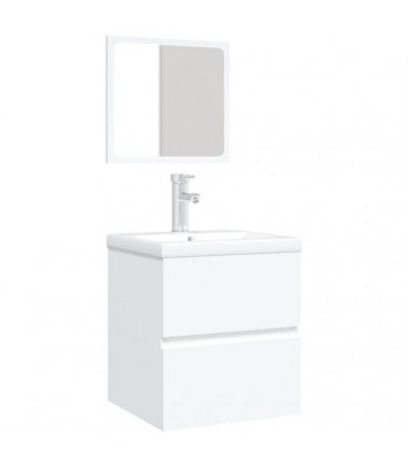 vidaXL Bathroom Sink Cabinet with Basin and Mirror White