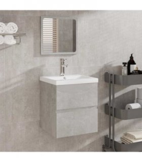 vidaXL Bathroom Sink Cabinet with Basin and Mirror Concrete Grey
