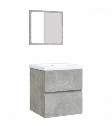 vidaXL Bathroom Sink Cabinet with Basin and Mirror Concrete Grey