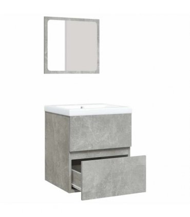 vidaXL Bathroom Sink Cabinet with Basin and Mirror Concrete Grey