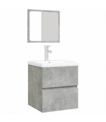 vidaXL Bathroom Sink Cabinet with Basin and Mirror Concrete Grey