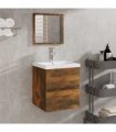 vidaXL Bathroom Sink Cabinet with Basin and Mirror Smoked Oak
