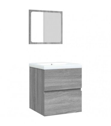 vidaXL Bathroom Sink Cabinet with Basin and Mirror Grey Sonoma