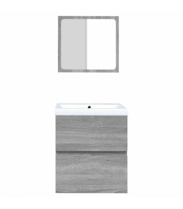 vidaXL Bathroom Sink Cabinet with Basin and Mirror Grey Sonoma