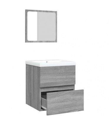 vidaXL Bathroom Sink Cabinet with Basin and Mirror Grey Sonoma