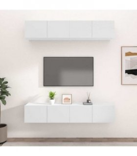 vidaXL 4 Piece TV Cabinet Set White 80x30x30 cm Engineered Wood