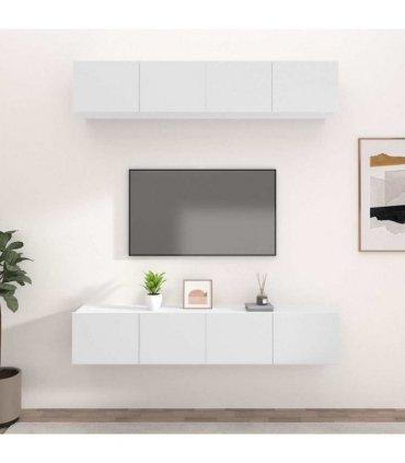 vidaXL 4 Piece TV Cabinet Set White 80x30x30 cm Engineered Wood
