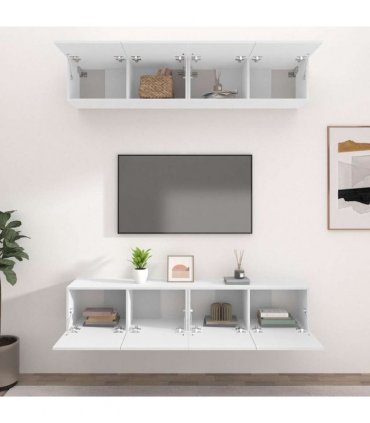 vidaXL 4 Piece TV Cabinet Set White 80x30x30 cm Engineered Wood