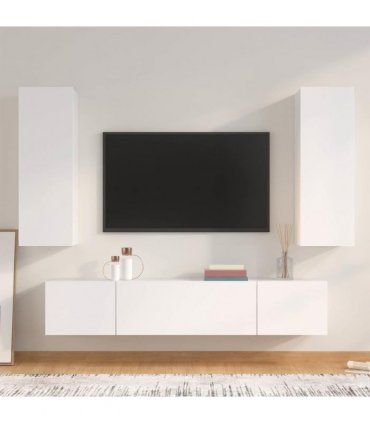 vidaXL 4 Piece TV Cabinet Set White Engineered Wood