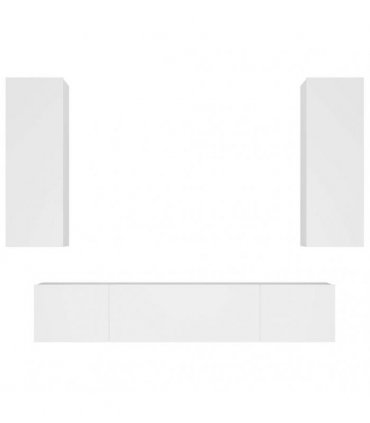vidaXL 4 Piece TV Cabinet Set White Engineered Wood