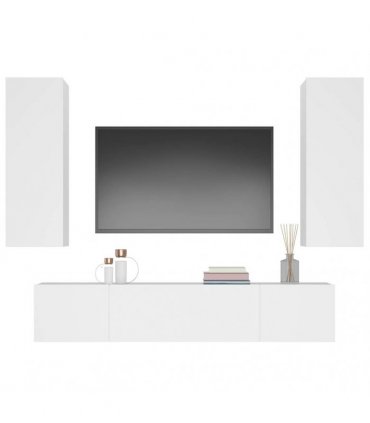 vidaXL 4 Piece TV Cabinet Set White Engineered Wood