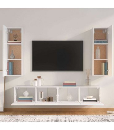 vidaXL 4 Piece TV Cabinet Set White Engineered Wood