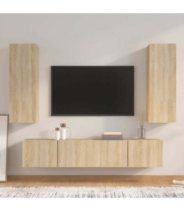 vidaXL 4 Piece TV Cabinet Set Sonoma Oak Engineered Wood