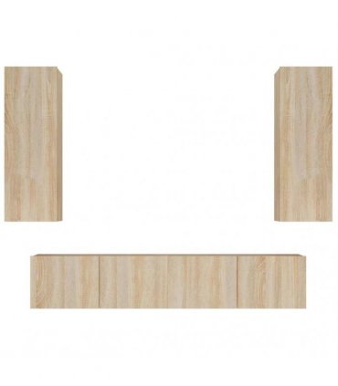 vidaXL 4 Piece TV Cabinet Set Sonoma Oak Engineered Wood