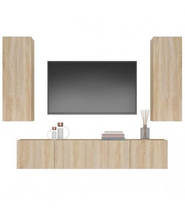 vidaXL 4 Piece TV Cabinet Set Sonoma Oak Engineered Wood