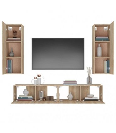 vidaXL 4 Piece TV Cabinet Set Sonoma Oak Engineered Wood