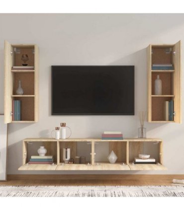 vidaXL 4 Piece TV Cabinet Set Sonoma Oak Engineered Wood
