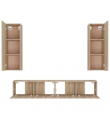 vidaXL 4 Piece TV Cabinet Set Sonoma Oak Engineered Wood