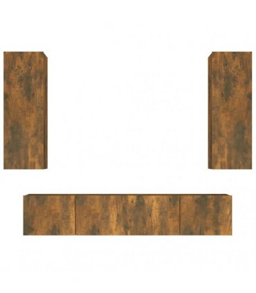 vidaXL 4 Piece TV Cabinet Set Smoked Oak Engineered Wood