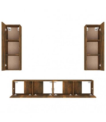 vidaXL 4 Piece TV Cabinet Set Smoked Oak Engineered Wood