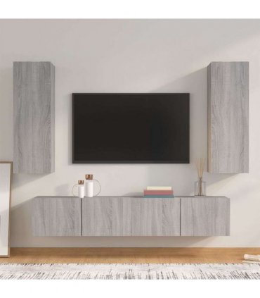 vidaXL 4 Piece TV Cabinet Set Grey Sonoma Engineered Wood
