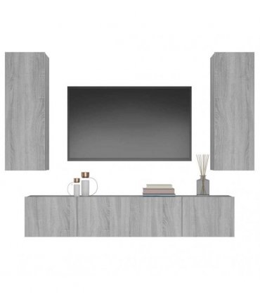 vidaXL 4 Piece TV Cabinet Set Grey Sonoma Engineered Wood