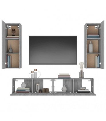 vidaXL 4 Piece TV Cabinet Set Grey Sonoma Engineered Wood