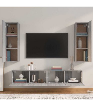 vidaXL 4 Piece TV Cabinet Set Grey Sonoma Engineered Wood