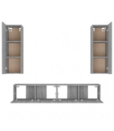 vidaXL 4 Piece TV Cabinet Set Grey Sonoma Engineered Wood