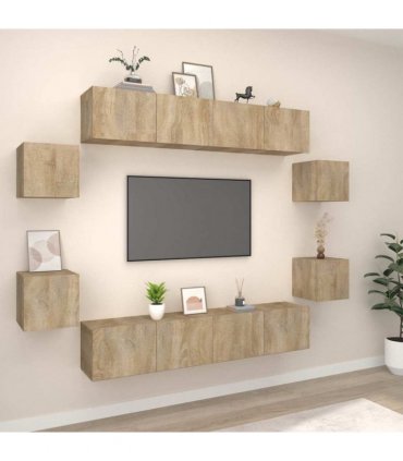 vidaXL 8 Piece TV Cabinet Set Sonoma Oak Engineered Wood