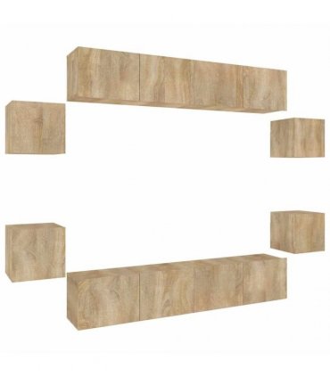 vidaXL 8 Piece TV Cabinet Set Sonoma Oak Engineered Wood