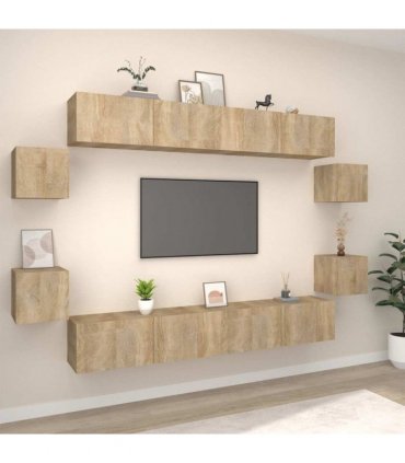 vidaXL 8 Piece TV Cabinet Set Sonoma Oak Engineered Wood