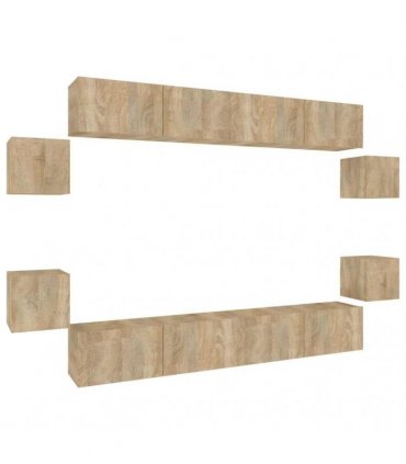 vidaXL 8 Piece TV Cabinet Set Sonoma Oak Engineered Wood