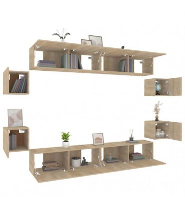 vidaXL 8 Piece TV Cabinet Set Sonoma Oak Engineered Wood