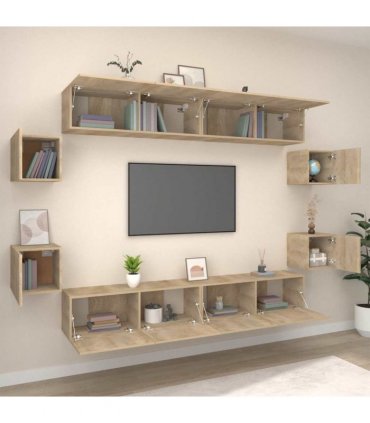 vidaXL 8 Piece TV Cabinet Set Sonoma Oak Engineered Wood