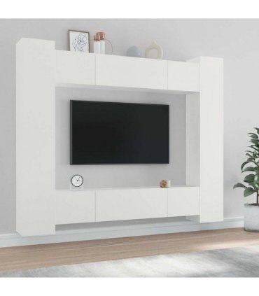 vidaXL 8 Piece TV Cabinet Set White Engineered Wood