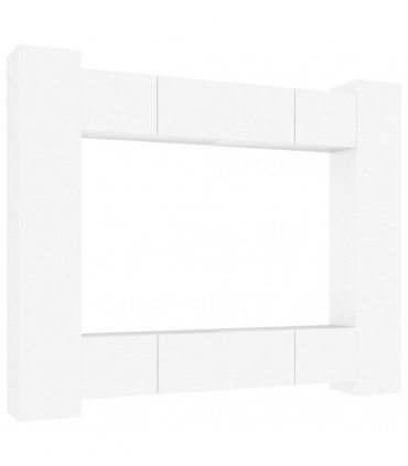 vidaXL 8 Piece TV Cabinet Set White Engineered Wood