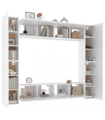 vidaXL 8 Piece TV Cabinet Set White Engineered Wood