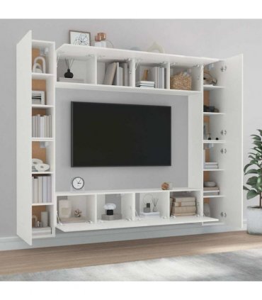 vidaXL 8 Piece TV Cabinet Set White Engineered Wood