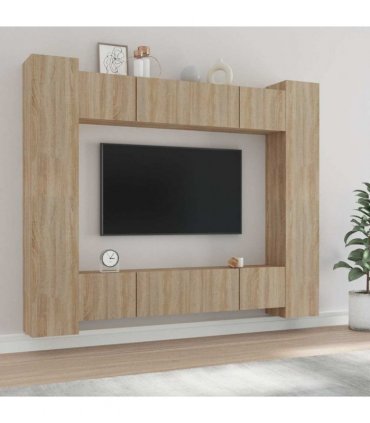 vidaXL 8 Piece TV Cabinet Set Sonoma Oak Engineered Wood