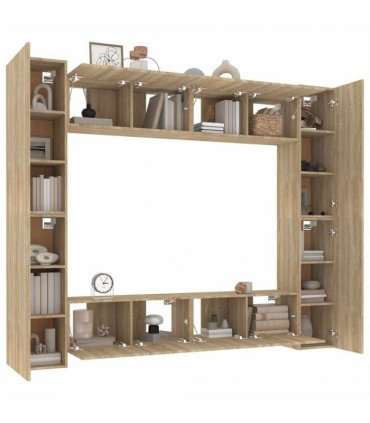 vidaXL 8 Piece TV Cabinet Set Sonoma Oak Engineered Wood