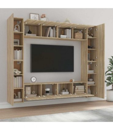 vidaXL 8 Piece TV Cabinet Set Sonoma Oak Engineered Wood