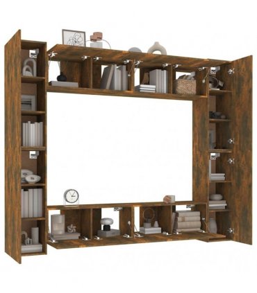 vidaXL 8 Piece TV Cabinet Set Smoked Oak Engineered Wood