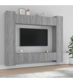 vidaXL 8 Piece TV Cabinet Set Grey Sonoma Engineered Wood
