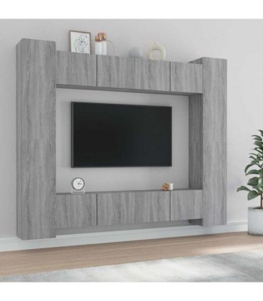 vidaXL 8 Piece TV Cabinet Set Grey Sonoma Engineered Wood