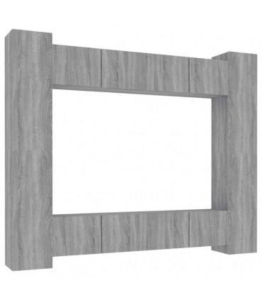 vidaXL 8 Piece TV Cabinet Set Grey Sonoma Engineered Wood