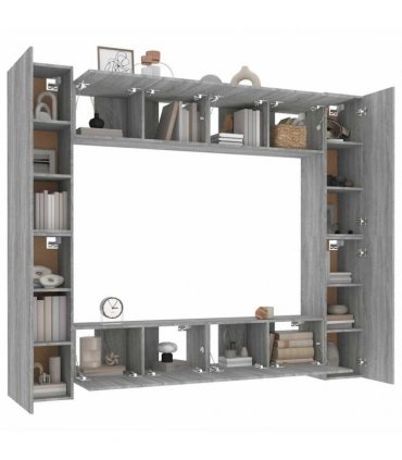 vidaXL 8 Piece TV Cabinet Set Grey Sonoma Engineered Wood