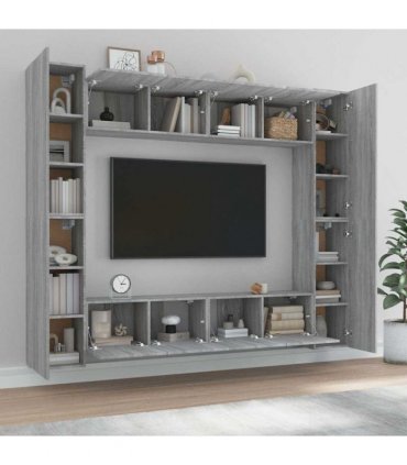 vidaXL 8 Piece TV Cabinet Set Grey Sonoma Engineered Wood